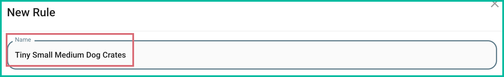A name is entered for the rule.