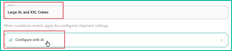 A name has been entered and the configure with AI button is being clicked.