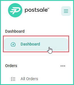 The Dashboard button is being clicked in the Postsale main menu.