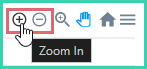 The zoom in and out tools are highlighted in the toolbar.